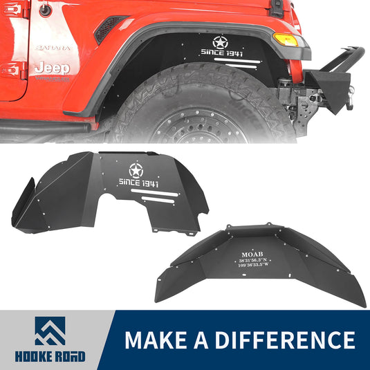 Hooke Road Front & Rear Fender Liners(18-23 Jeep Wrangler EXCL 19 Unlimited Sport & 21 Rubicon Unlimited)