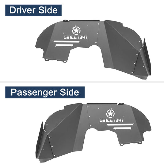 Hooke Road Front & Rear Fender Liners(18-23 Jeep Wrangler EXCL 19 Unlimited Sport & 21 Rubicon Unlimited)