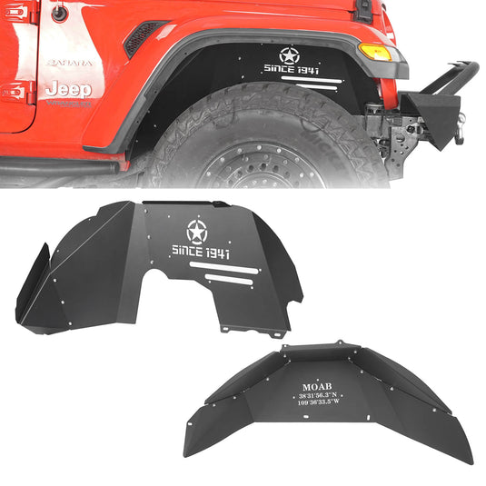 Hooke Road Front & Rear Fender Liners(18-23 Jeep Wrangler EXCL 19 Unlimited Sport & 21 Rubicon Unlimited)