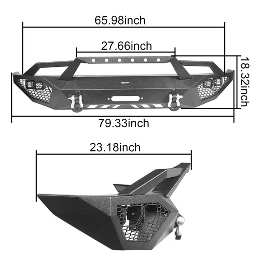 HookeRoad Front Bumper & Back Bumper for 2014-2021 Toyota Tundra b5000+b5002 11