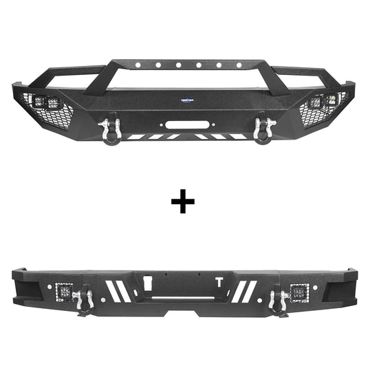 HookeRoad Front Bumper & Back Bumper for 2014-2021 Toyota Tundra b5000+b5002 3