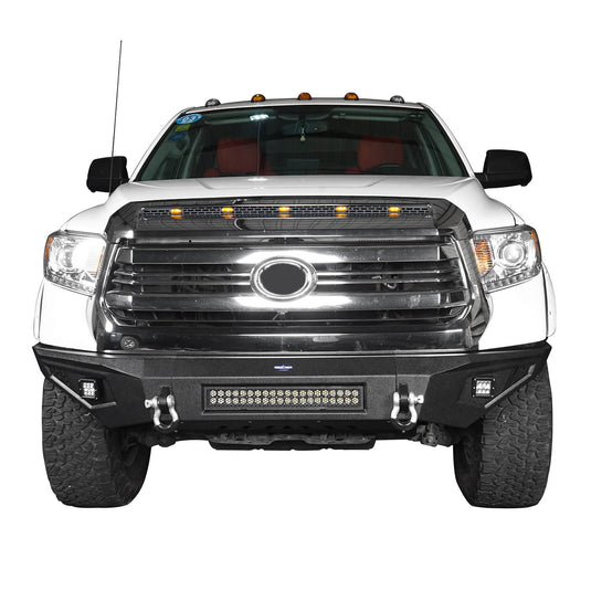 HookeRoad Full Width Front Bumper / Back Bumper / Roof Rack for 2014-2021 Toyota Tundra Crewmax b5001+b5003+b5004 4