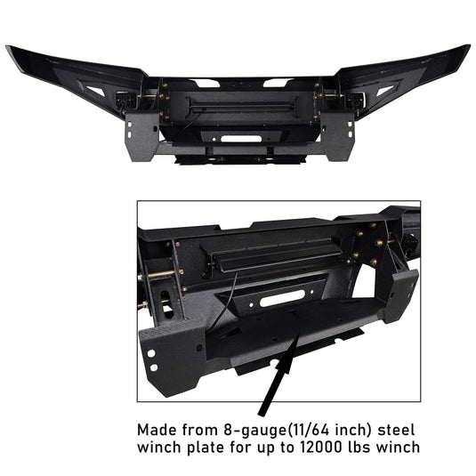 HookeRoad Toyota Tacoma Front Bumper w/Winch Plate for 2005-2011 Toyota Tacoma b4019-9