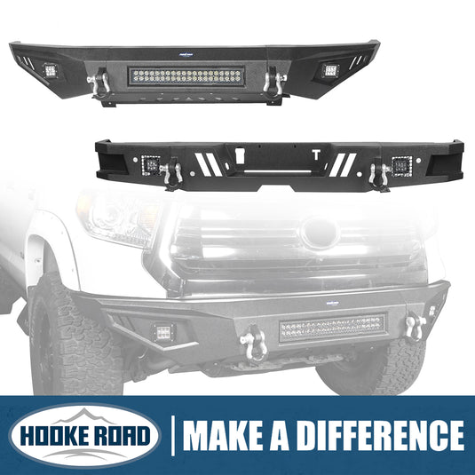 HookeRoad Front Bumper & Full Width Rear Bumper for 2014-2021 Toyota Tundra b5001+b5002 1