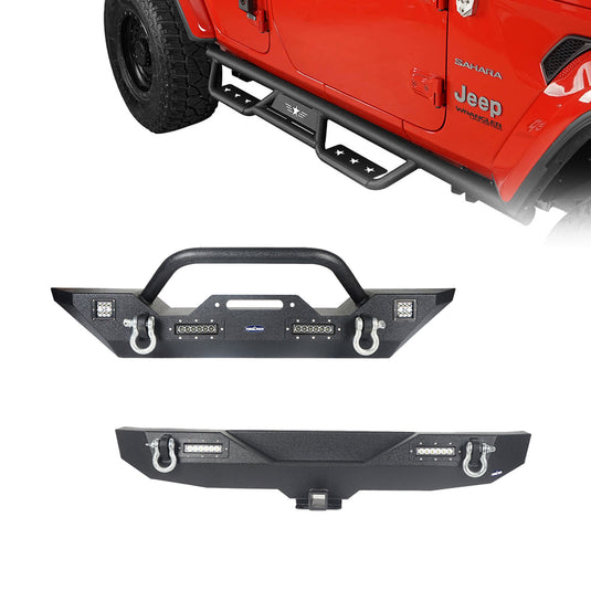 Hooke Road Front Bumper / Rear Bumper / Running Boards Side Steps(18-24 Jeep Wrangler JL)