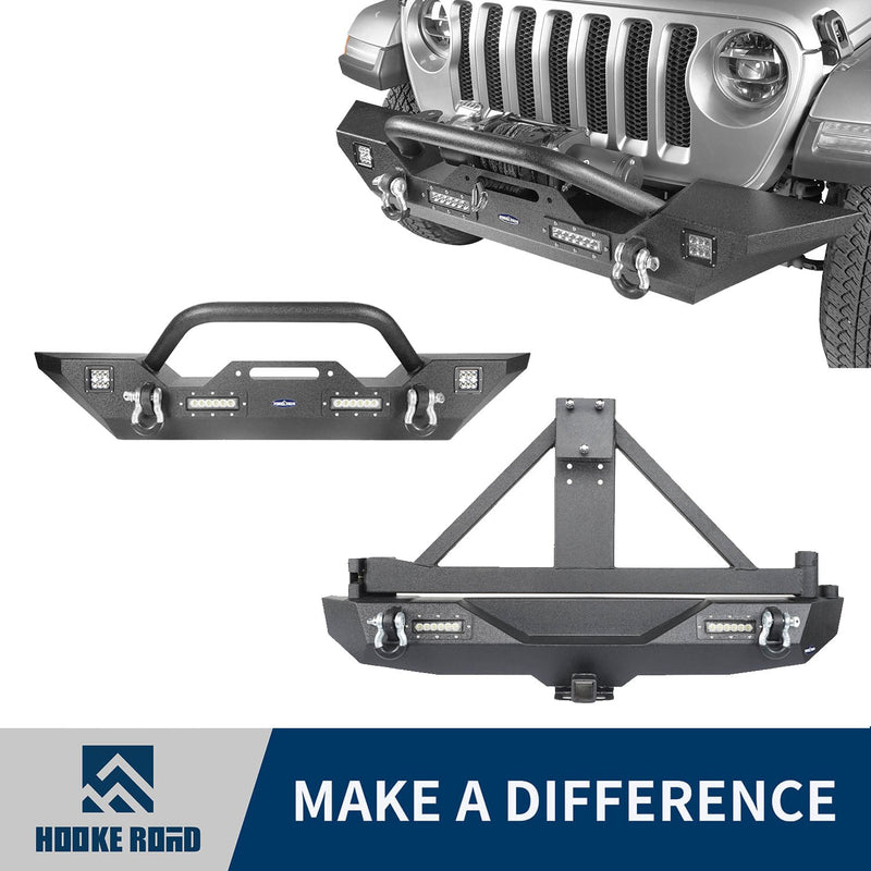 Load image into Gallery viewer, Hooke Road Front Bumper &amp; Rear Bumper w/Tire Carrier(18-24 Jeep Wrangler JL)
