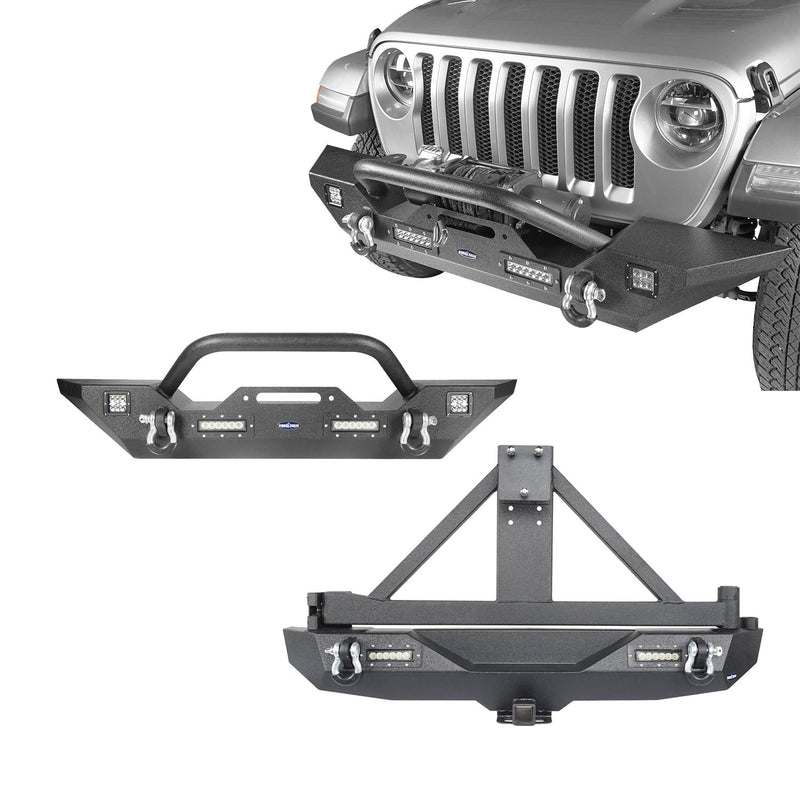 Load image into Gallery viewer, Hooke Road Front Bumper &amp; Rear Bumper w/Tire Carrier(18-23 Jeep Wrangler JL)
