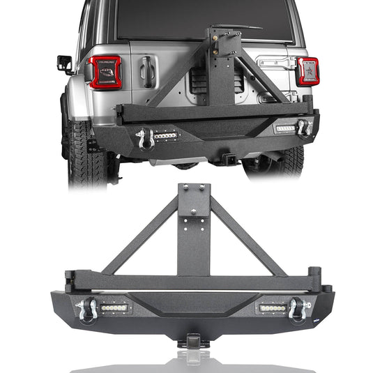 Hooke Road Front Bumper & Rear Bumper w/Tire Carrier(18-24 Jeep Wrangler JL)