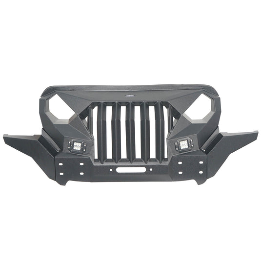 Hooke Road Mad Max Front Bumper Grill w/Wings & LED Lights(18-24 Jeep Wrangler JL & Jeep Gladiator JT)