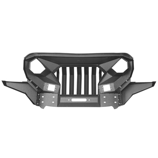 Hooke Road Mad Max Front Bumper Grill w/Wings & LED Lights(18-24 Jeep Wrangler JL & Jeep Gladiator JT)