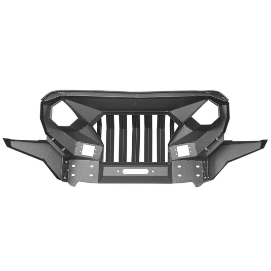 Hooke Road Mad Max Front Bumper Grill w/Wings & LED Lights(18-23 Jeep Wrangler JL & Jeep Gladiator JT)
