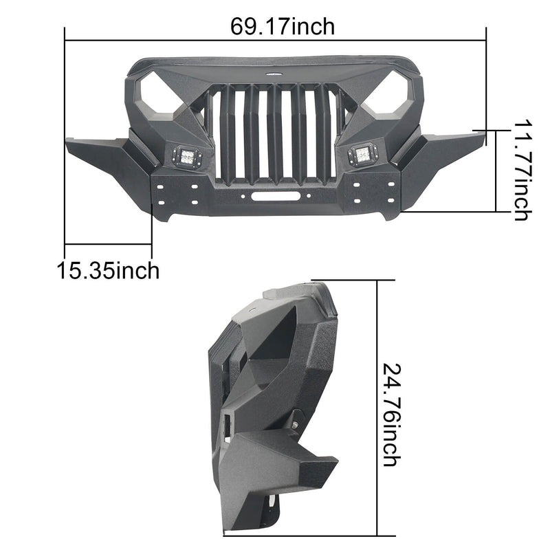 Load image into Gallery viewer, Hooke Road Mad Max Front Bumper Grill w/Wings &amp; LED Lights(18-24 Jeep Wrangler JL &amp; Jeep Gladiator JT)
