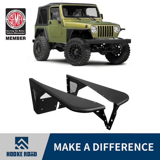 Hooke Road Opar Front Flat Fender Flares Armor Wheel for 1997-2006 Jeep Wrangler TJ 2 PCS BXG058 u-Box Offroad 1