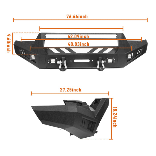 HookeRoad Tacoma Front & Rear Bumpers Combo for 2016-2023 Toyota Tacoma 3rd Gen b42014204-13