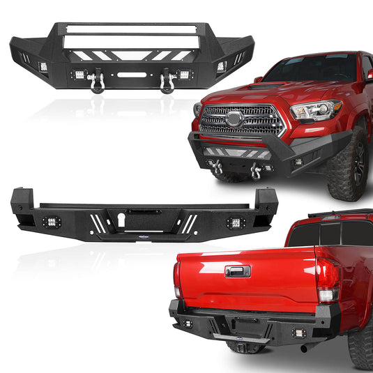 HookeRoad Tacoma Front & Rear Bumpers Combo for 2016-2023 Toyota Tacoma 3rd Gen b42014204-2
