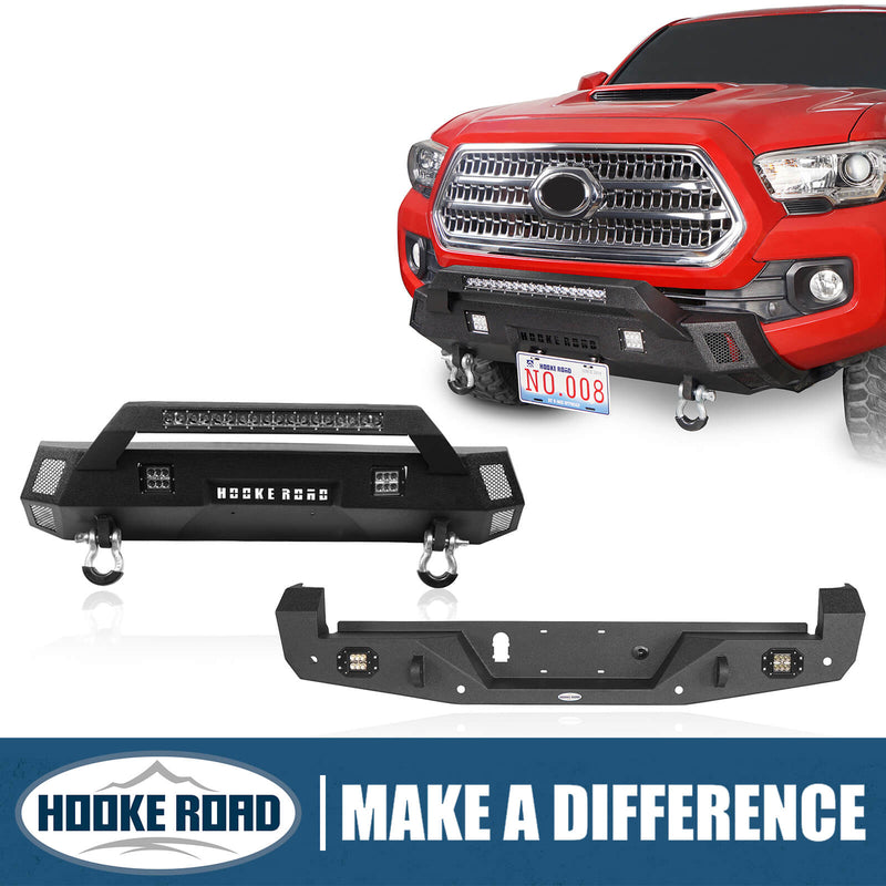 Load image into Gallery viewer, HookeRoad Tacoma Front &amp; Rear Bumpers Combo for 2016-2023 Toyota Tacoma 3rd Gen b42024200s  1
