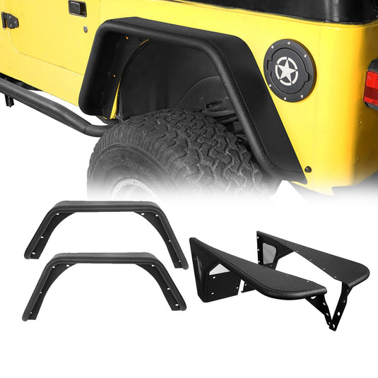 Hooke Road Front & Rear Fender Flares Tubular Fenders(97-06 Jeep Wrangler TJ)