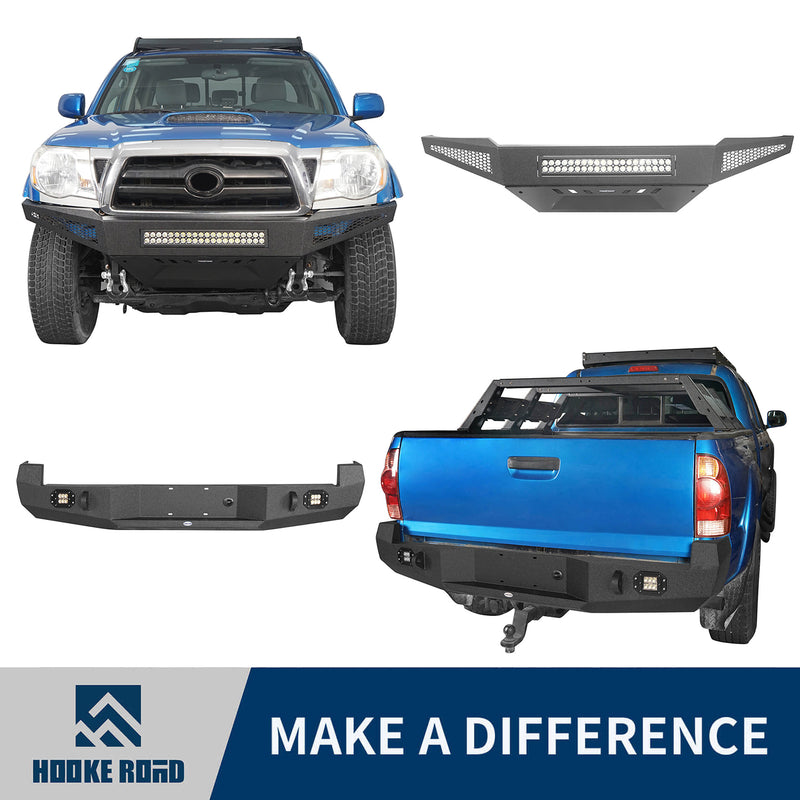 Load image into Gallery viewer, HookeRoad Full Width Front Bumper &amp; Rear Bumper for 2005-2011 Toyota Tacoma b40084011-1
