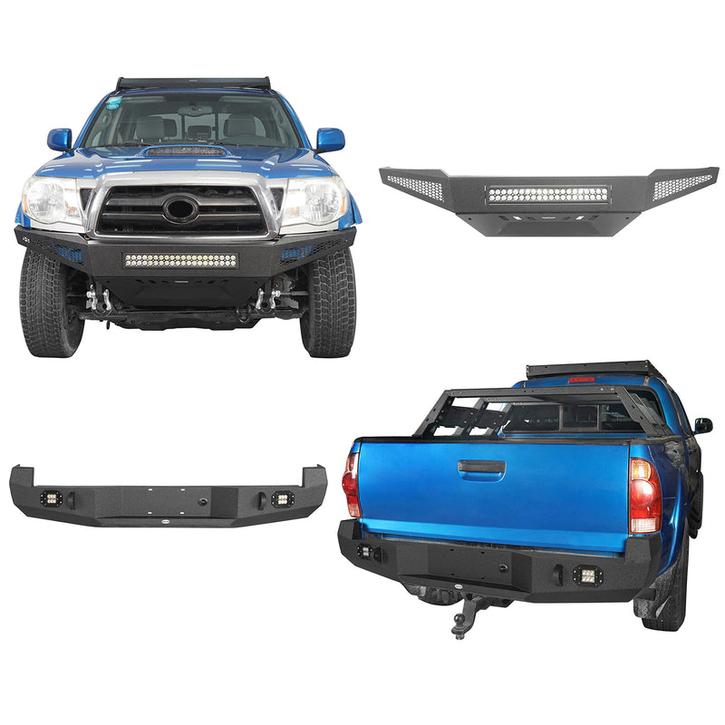 Load image into Gallery viewer, HookeRoad Full Width Front Bumper &amp; Rear Bumper for 2005-2011 Toyota Tacoma b40084011-2
