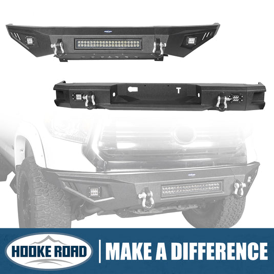 HookeRoad Full Width Front Bumper & Rear Bumper Combo for 2014-2021 Toyota Tundra b5001+b5003 1