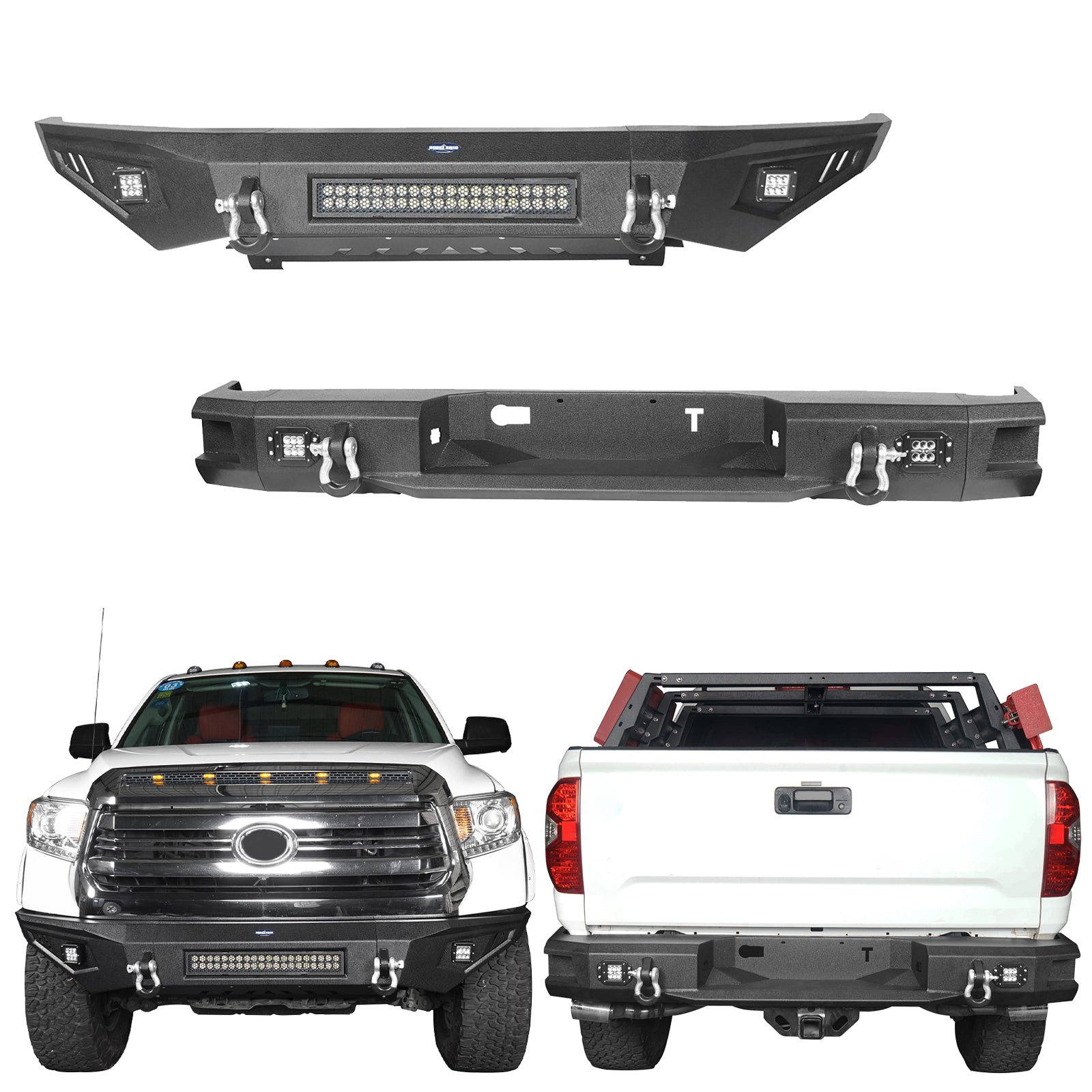 HookeRoad Full Width Front Bumper & Rear Bumper Combo for 2014-2021 ...