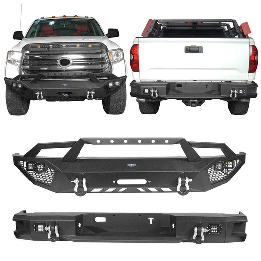 HookeRoad Tundra Full Width Front Bumper & Rear Bumper for 2014-2021 Toyota Tundra b5000+b5003 2