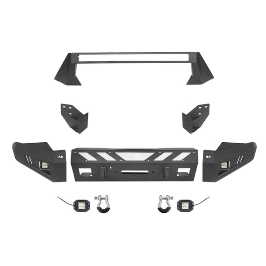 HookeRoad Full-Width Front Bumper with Low-Profile Hoop for 2016-2023 Toyota Tacoma 3rd Gen b4201-10