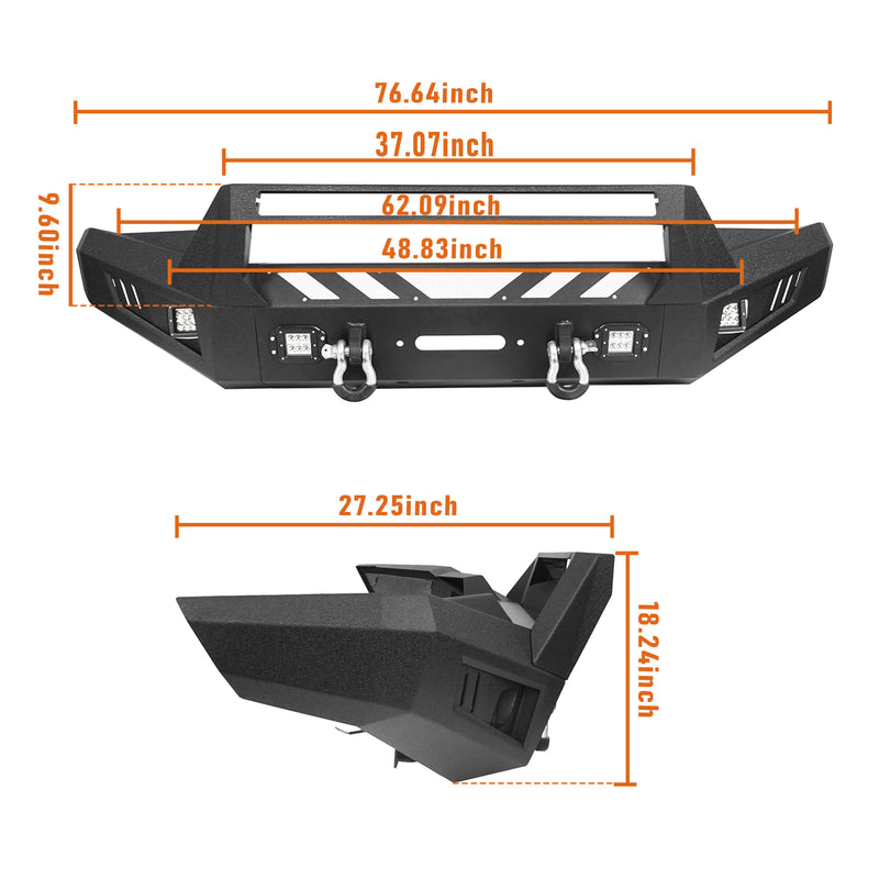 Load image into Gallery viewer, HookeRoad Full-Width Front Bumper with Low-Profile Hoop for 2016-2023 Toyota Tacoma 3rd Gen b4201-9
