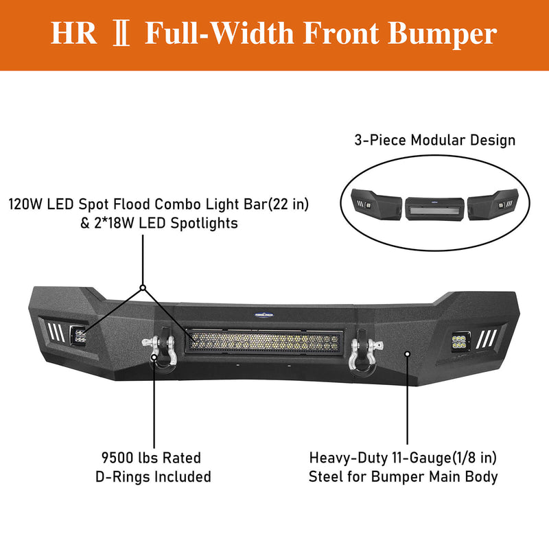Load image into Gallery viewer, Hooke Road Ram 1500 Full Width Front Bumper w/LED Light  Bar for 2006-2008 Ram 1500  BXG6500 18
