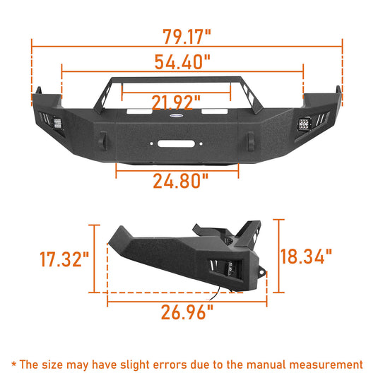 2009-2012 Ram 1500 Full Width Steel Front Bumper w/ Winch Plate & LED Lights- Hooke Road