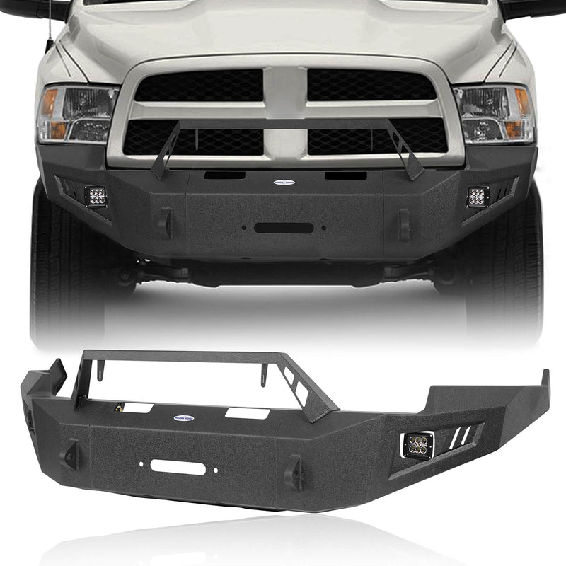 Load image into Gallery viewer, 2009-2012 Ram 1500 Full Width Steel Front Bumper w/ Winch Plate &amp; LED Lights- Hooke Road
