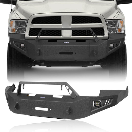 2009-2012 Ram 1500 Full Width Steel Front Bumper w/ Winch Plate & LED Lights- Hooke Road