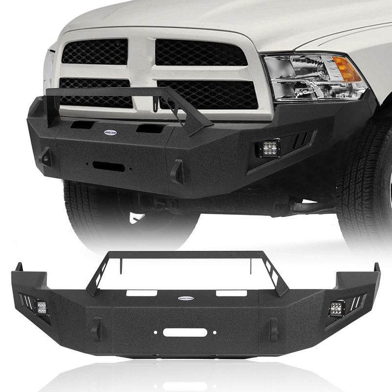 Load image into Gallery viewer, 2009-2012 Ram 1500 Full Width Steel Front Bumper w/ Winch Plate &amp; LED Lights- Hooke Road
