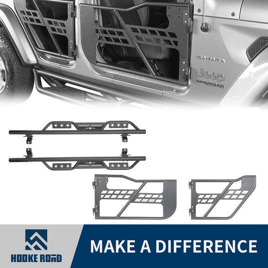 Hooke Road 4-Door Tubular Doors & Side Steps(18-24 Jeep Wrangler JL)