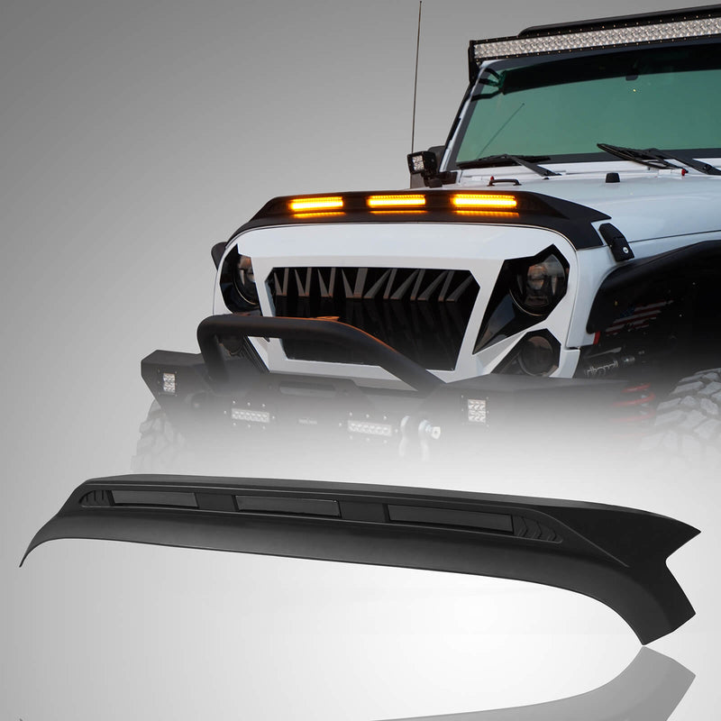 SAWADICAR Hood Deflector Guard For Jeep Wrangler JL JT 2018-2023 – Black Vinyl Cover