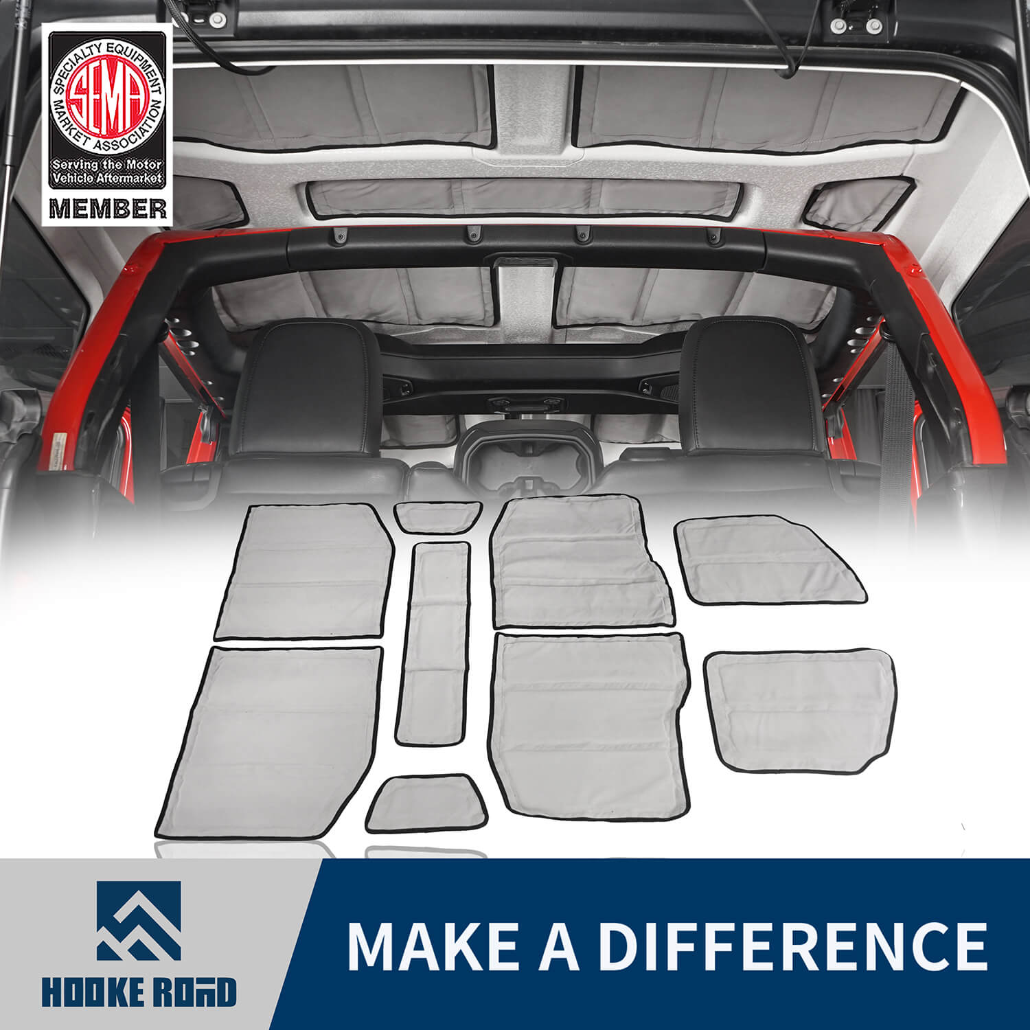 HookeRoad Jeep Wrangler JL Hardtop Insulation Kit for 20182021 Jeep