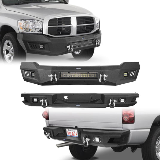 HookeRoad Ram 1500 Front Bumper_Rear Bumper Combo Kit for 2006-2008 Ram1500 BXG65006503-4