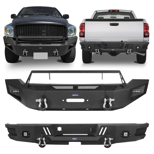 HookeRoad Ram 1500 Full width Front Bumper and Rear Bumper Combo for 2006-2008 Ram1500 BXG65026503-5