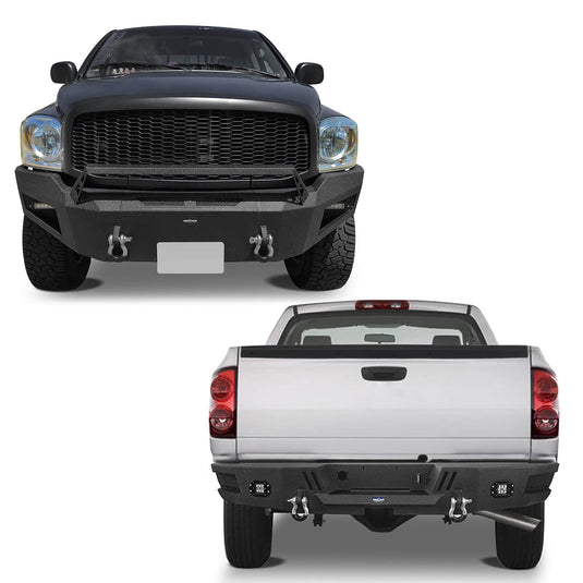 HookeRoad Ram 1500 Full width Front Bumper and Rear Bumper Combo for 2006-2008 Ram1500 BXG65026503-6