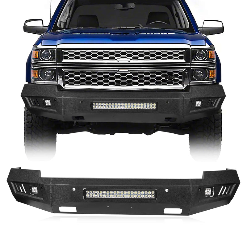 Load image into Gallery viewer, Silverado Front Bumper &amp; Rear Bumper Combo w/LED Lights For Chevy Silverado 1500 - Hooke Road
