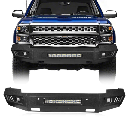 Silverado Front Bumper & Rear Bumper Combo w/LED Lights For Chevy Silverado 1500 - Hooke Road