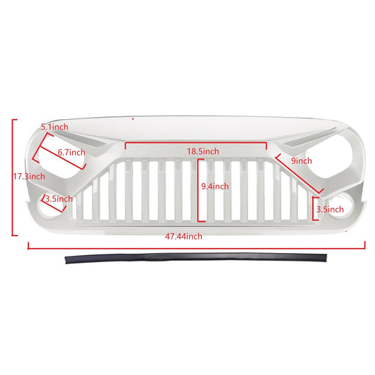 Hooke Road Opar Front Gladiator Grille Vander Grill for 2007-2018 Jeep Wrangler JK u-Box 6