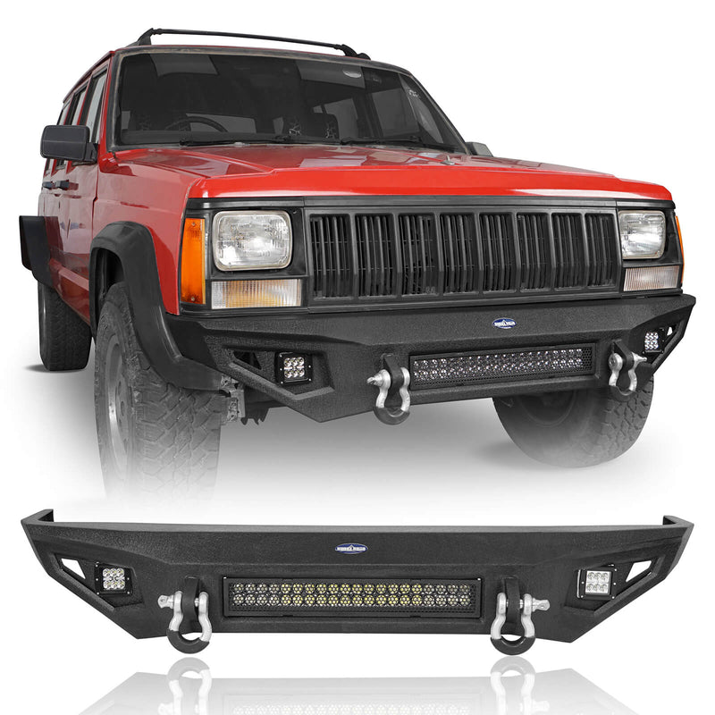 Load image into Gallery viewer, Jeep Cherokee XJ Front Bumper XJ Full Width Bumper with LED Light Bar for Jeep Cherokee BXG9032 2
