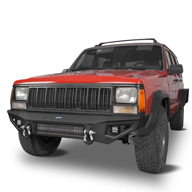 Load image into Gallery viewer, Jeep Cherokee XJ Front Bumper XJ Full Width Bumper with LED Light Bar for Jeep Cherokee BXG9032 4
