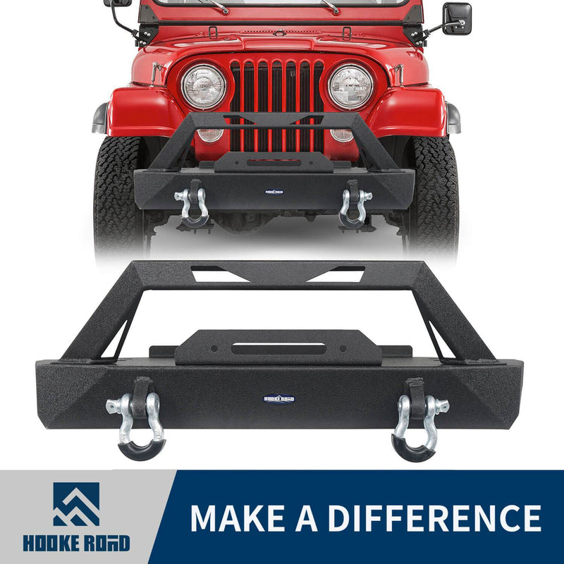 Load image into Gallery viewer, Hooke Road Jeep CJ Stubby Front Bumper with Winch Plate for 1976-1986 Jeep Wrangler CJ u-Box Offroad Jeep CJ Bumpers BXG9015 1
