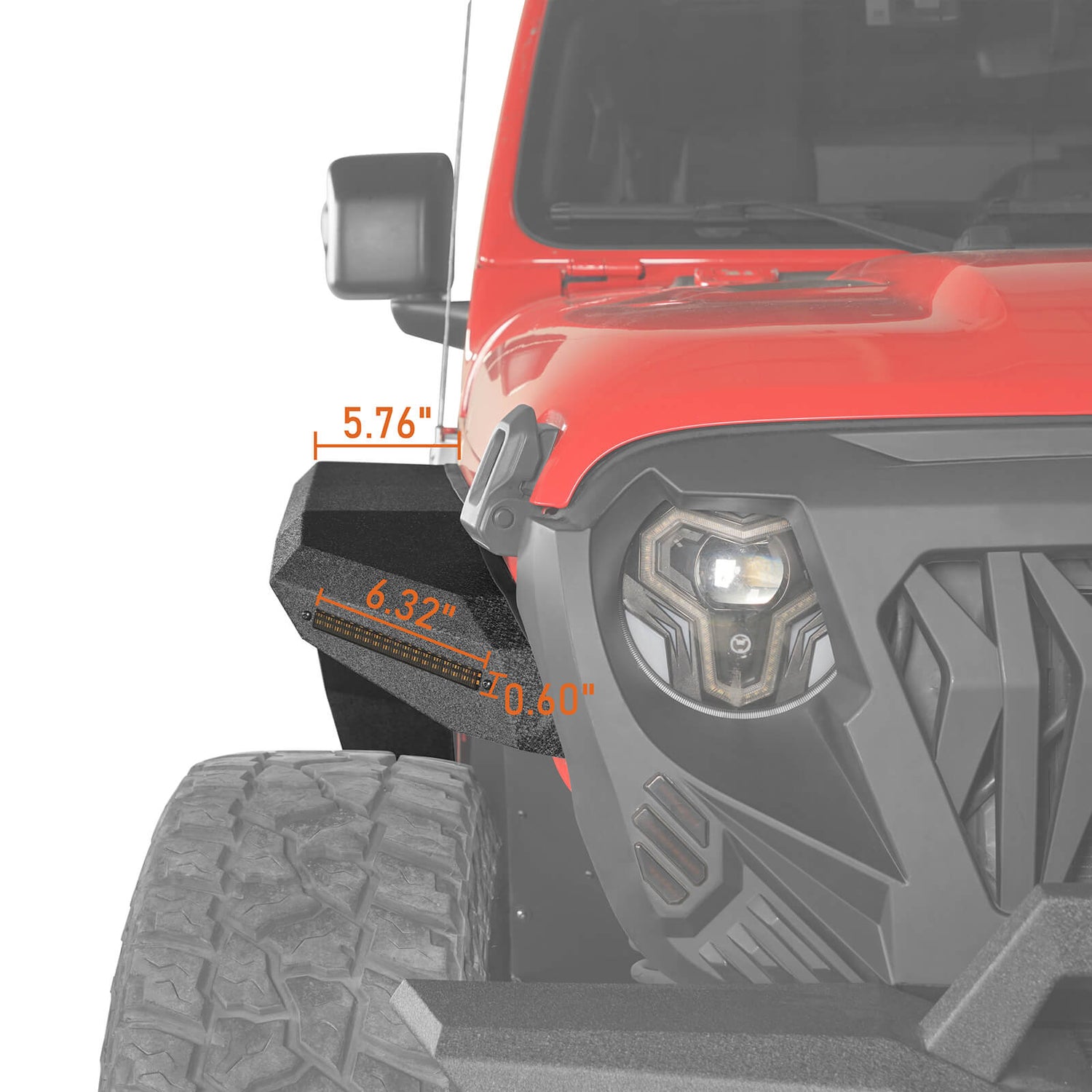 Jeep Flat Front Fender Flares w/ LED Lights ( 1824 Jeep Wrangler JL