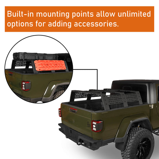 Jeep Gladiator JT & Toyota Tacoma 12.2" High Overland Bed Rack - Hooke Road BXG.9903S-1 6