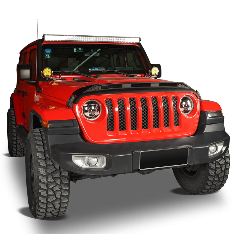 Load image into Gallery viewer, Hooke Road Jeep Hood Protector w/ Amber Lights for 2018-2022 Jeep Wrangler JL  and 2020-2022 Gladiator JT bxg30023 10

