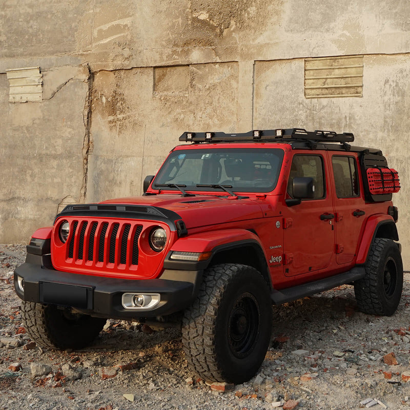 Load image into Gallery viewer, Hooke Road Jeep Hood Protector w/ Amber Lights for 2018-2022 Jeep Wrangler JL  and 2020-2022 Gladiator JT bxg30023 16
