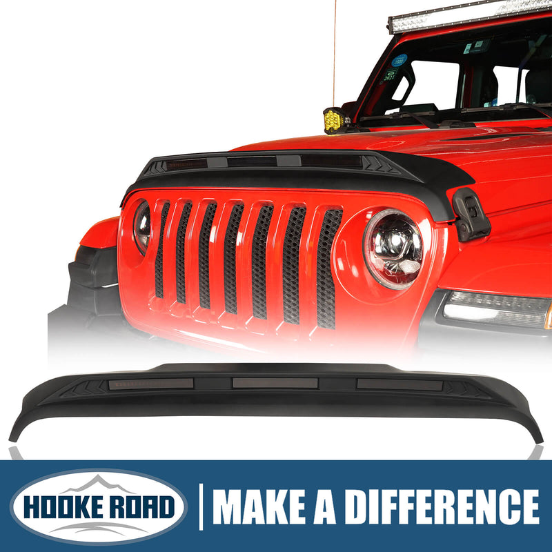 Load image into Gallery viewer, Hooke Road Jeep Hood Protector w/ Amber Lights for 2018-2022 Jeep Wrangler JL  and 2020-2022 Gladiator JT bxg30023 1
